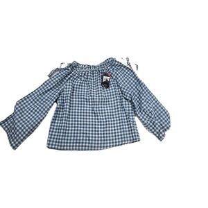 Sacred‎ Threads Women's OSFA Blue Plaid Tie Long Sleeve Shirt New